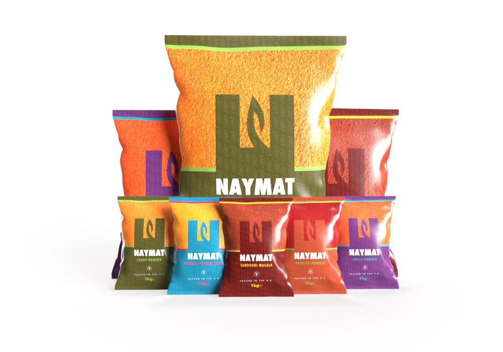 Naymat spices packaging designed by Ltr10 Creative brand design agency
