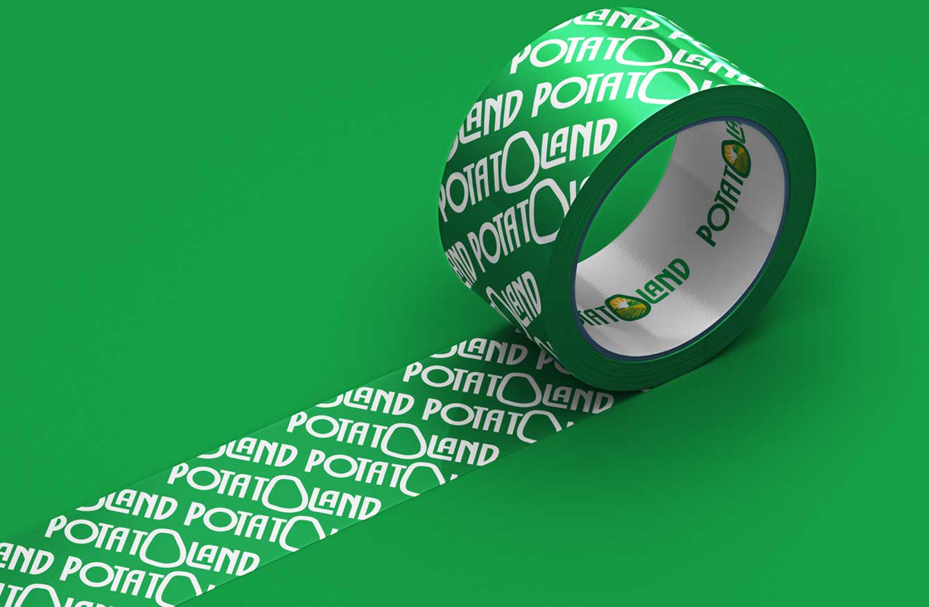 Potatoland branding on tape